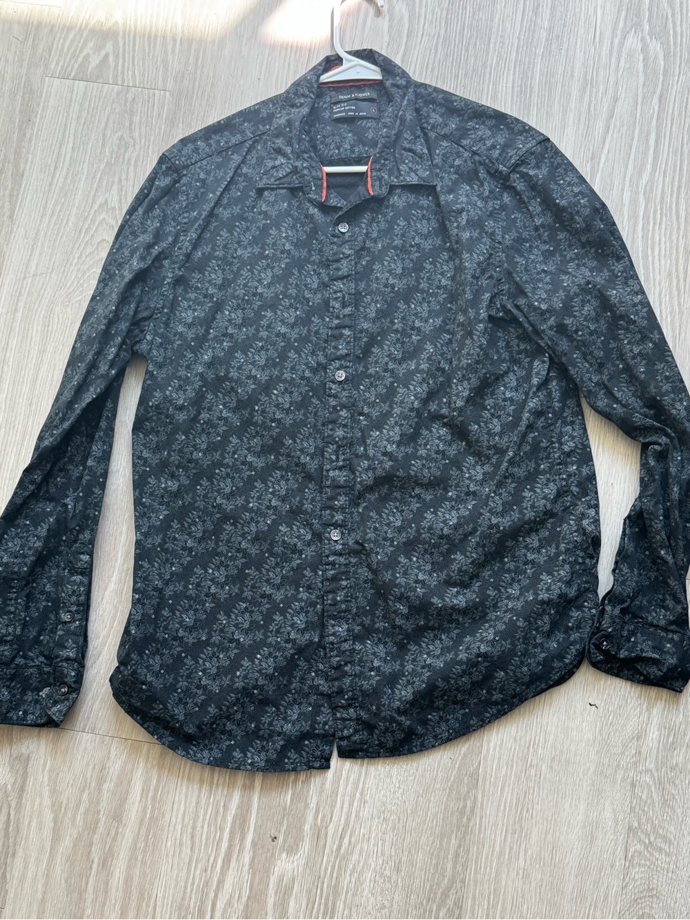 Denim & Flower Black Floral Print Casual Button-Down Shirt